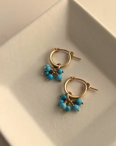 Anneaux d'oreilles turquoises en grappe - Peasejewelry