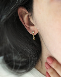 Boucles d'oreilles zircon et chaînette - Peasejewelry