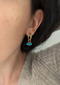 Anneaux d'oreilles Adara- Grappe de pierres de turquoise - Peasejewelry
