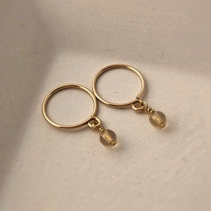 Sleeper earrings with citrine pendant