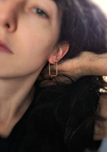 Anneaux d'oreilles larges carrés - Peasejewelry