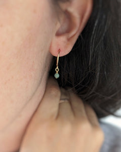 Anneaux d'oreilles avec aventurine verte - Peasejewelry