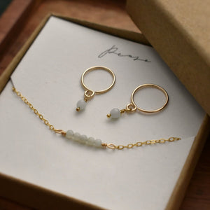 Duo collier & anneaux d'oreilles avec pierres - Peasejewelry
