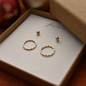 Duo point et anneaux d'oreilles torsadés - Peasejewelry